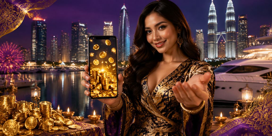 A Malaysian user claiming the jp88 VIP bonus in traditional batik attire in Kuala Lumpur